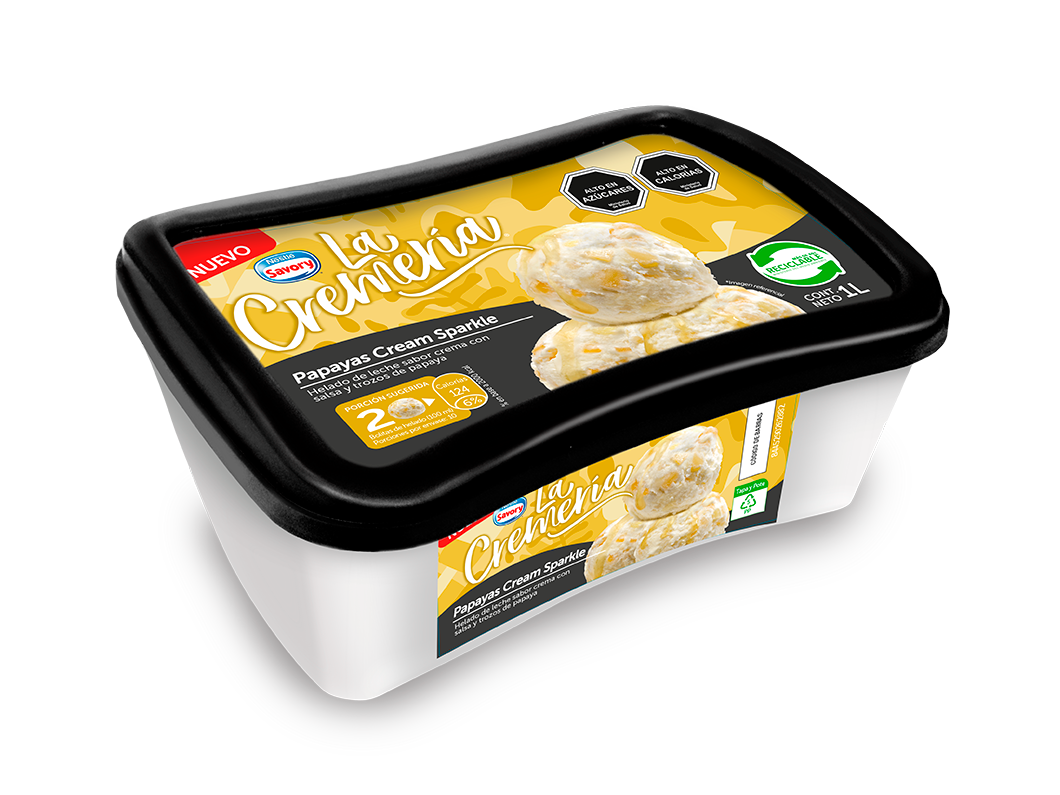 Helado LA CREMERÍA® Papayas Cream Sparkle 1L
