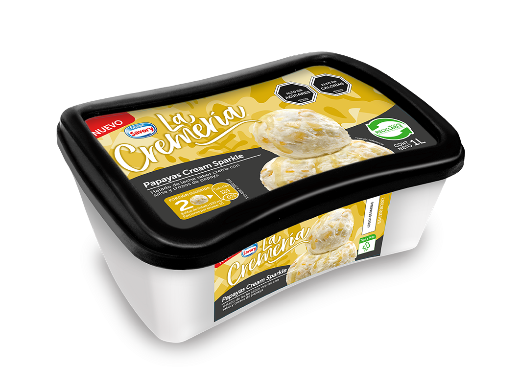 Helado LA CREMERÍA® Papayas Cream Sparkle 1L